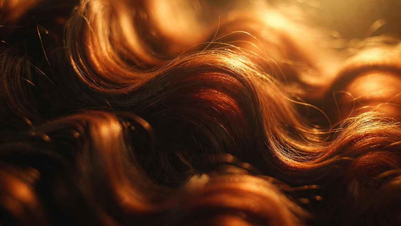 Copper curly hair
